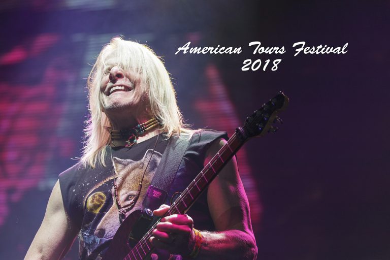 Steve Morse the lead guitarist of Deep Purple at the annual American Tours Festival, Tours, France. - Photo by Julian Elliott - photographer for hire. American Tours Festival 2018 with Deep Purple and Imelda May vlog cover.