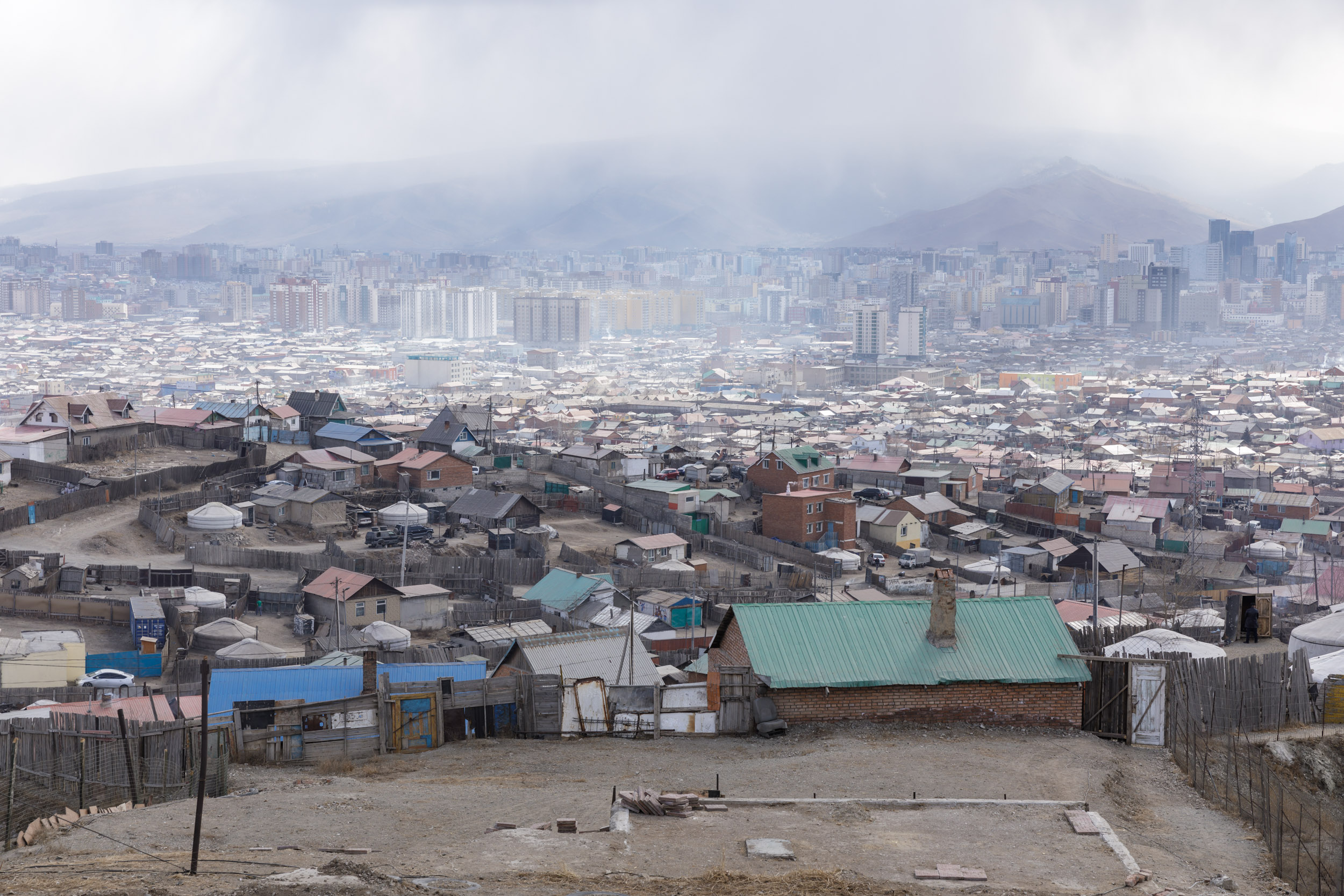 The ger district of Ulaanbaatar in Mongolia.