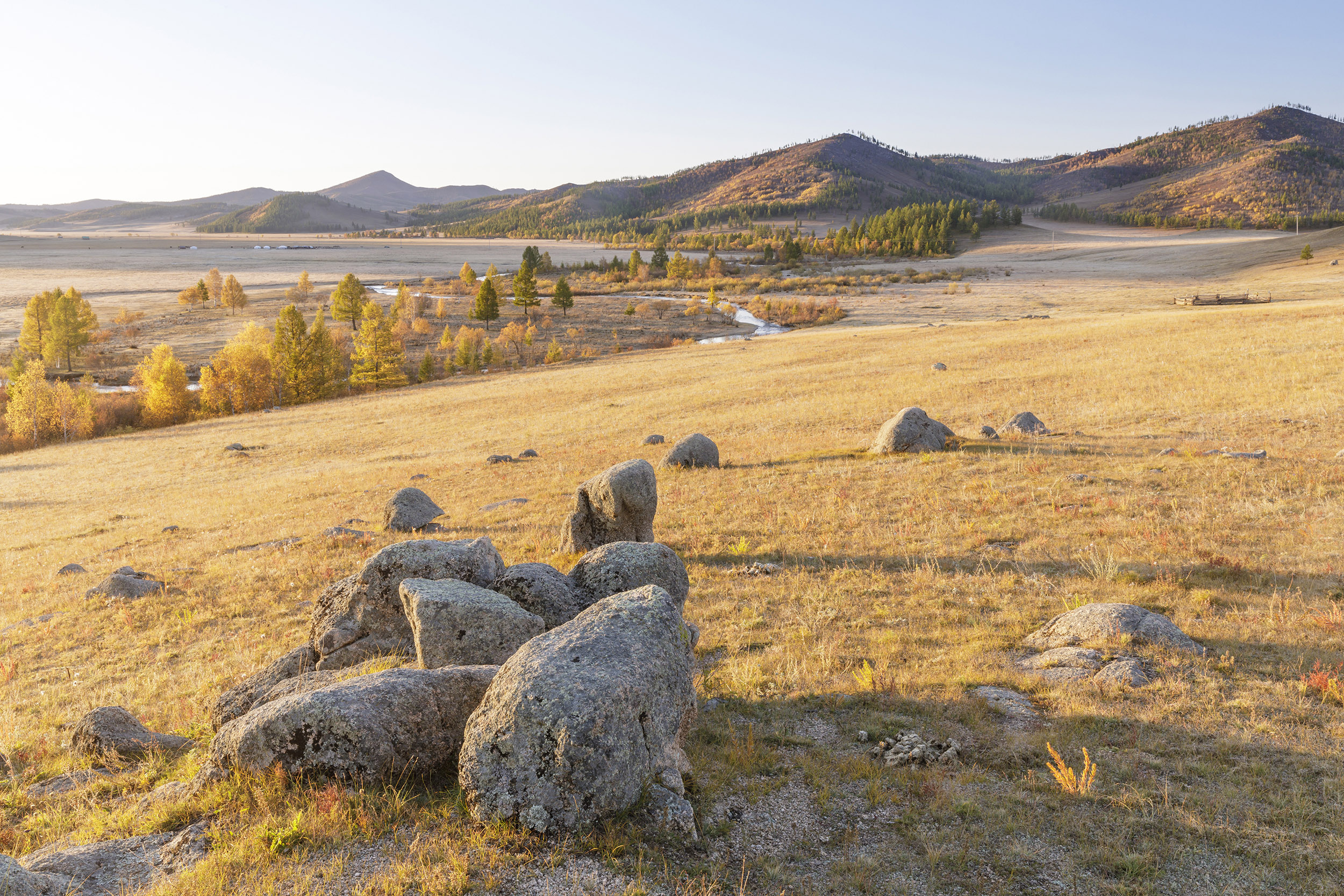 The vast landscapes of Khentii Province in Mongolia.