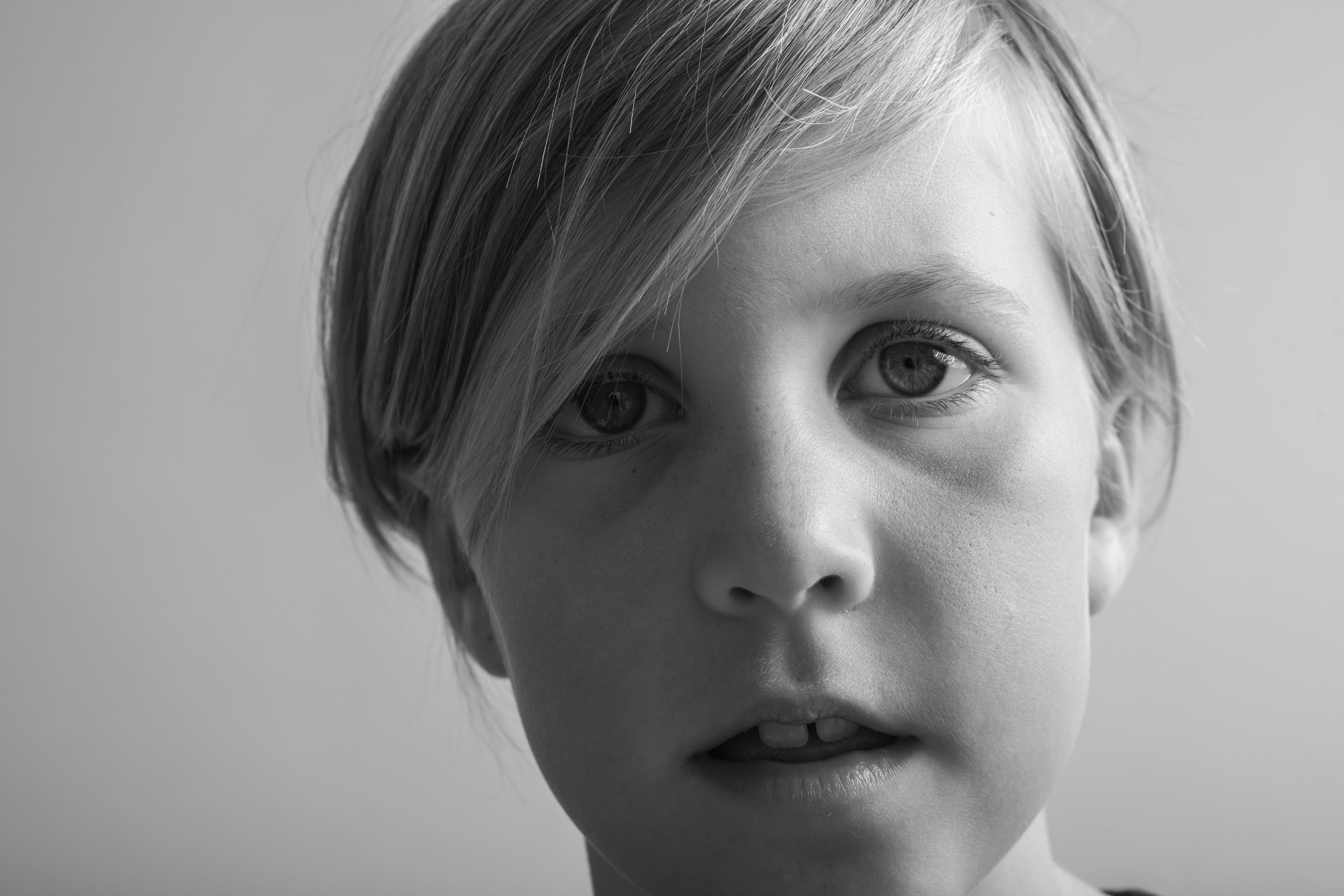 Black and white portrait of a young girl.