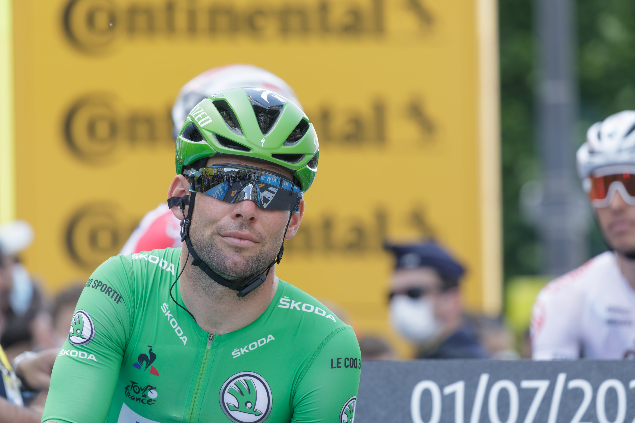 Mark Cavendish at the start of the Tour de France in Tours, France.