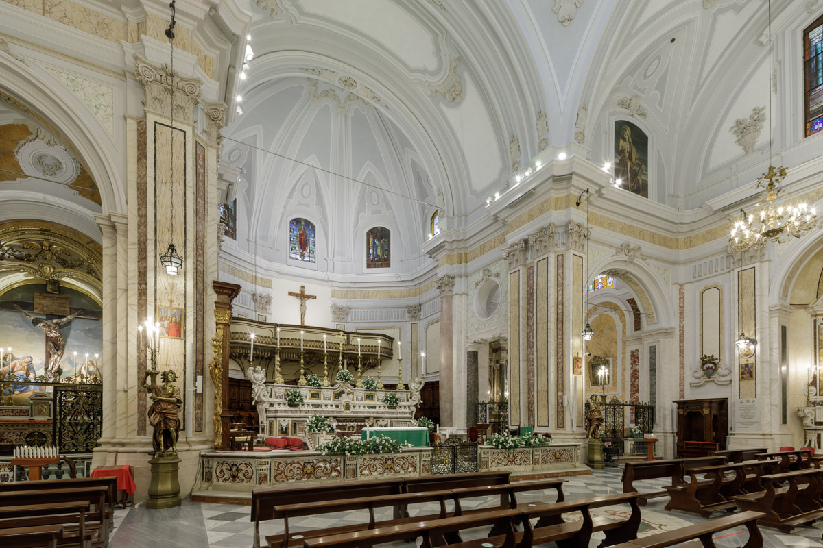 The choir of Foggia cathedral or duomo in Puglia, Italy.