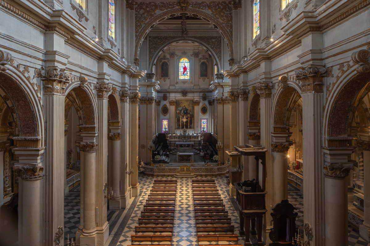 The nave of Lecce Duomo in Puglia, Italy