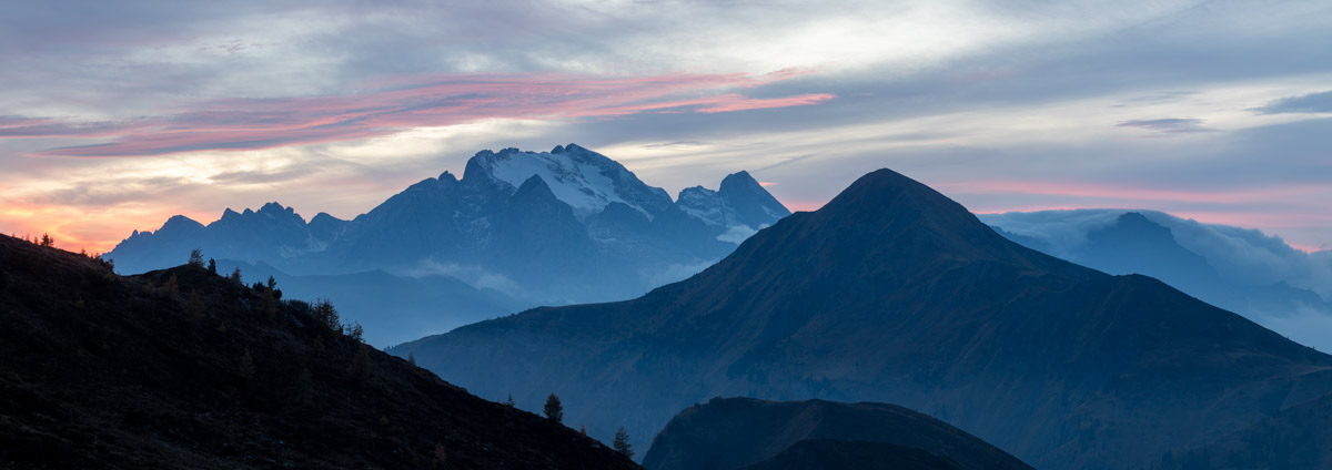 The last of the light on Dolomites near Passo Giau