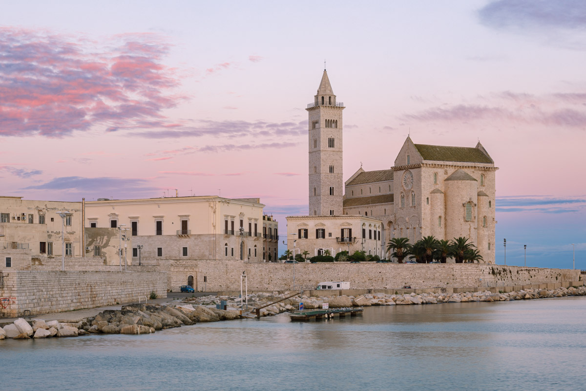 Sunrise over the cathedral or duomo of Trani