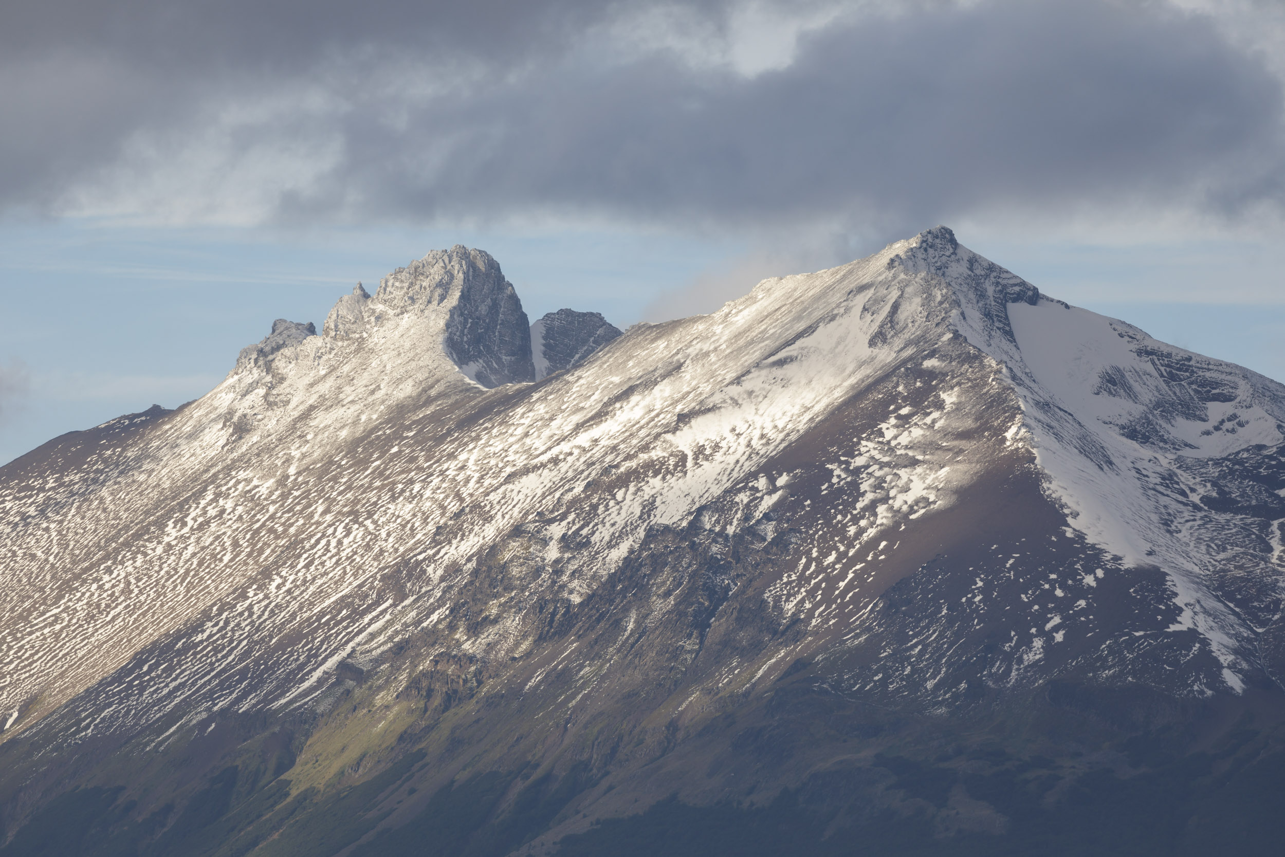 The stunning mountain scenery of Tierra del Fuego in Patagonia, Chile.