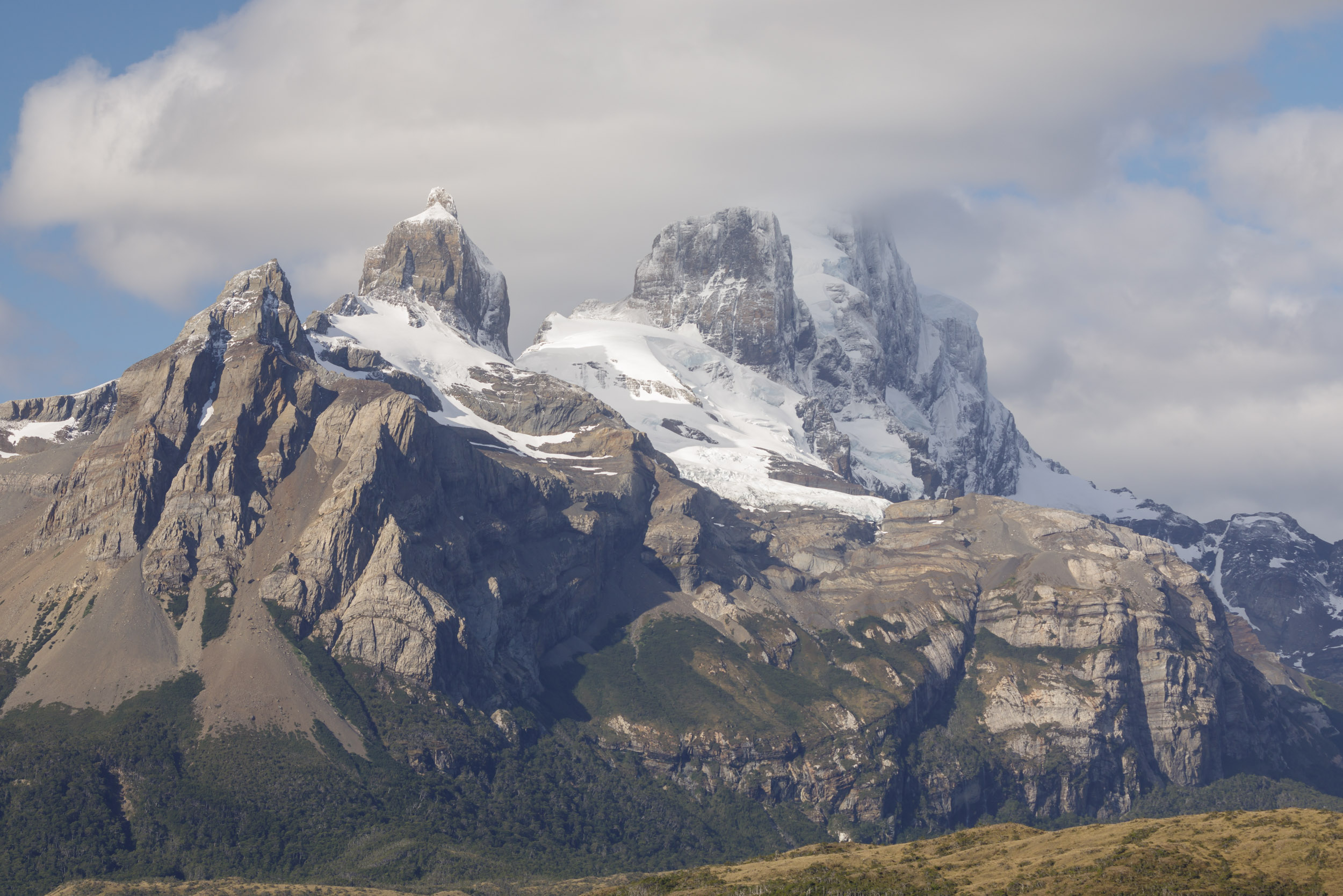 The stunning mountain landscape of Tierra del Fuego in Patagonia, Chile.