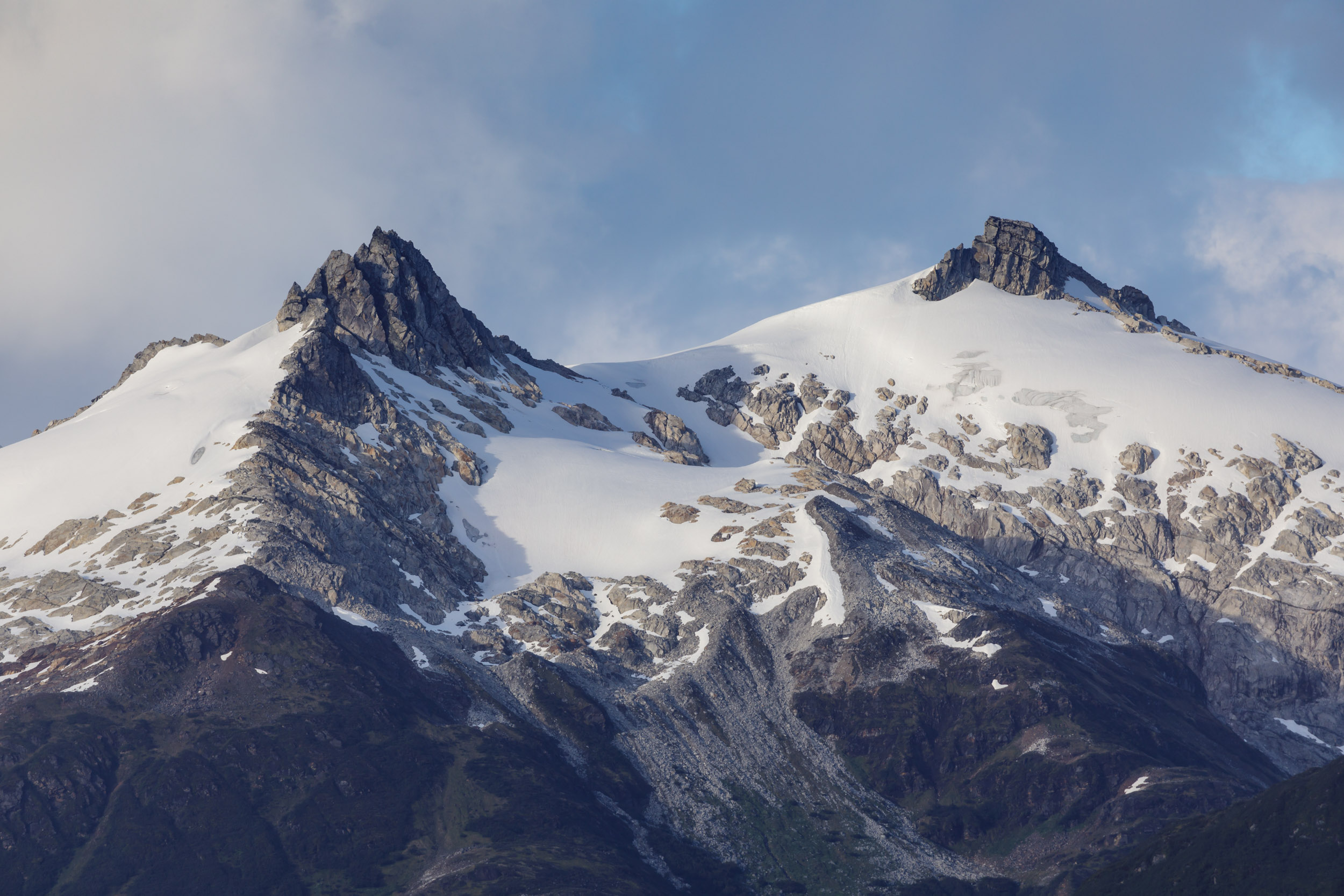 The stunning mountain landscape of Tierra del Fuego in Patagonia, Chile.
