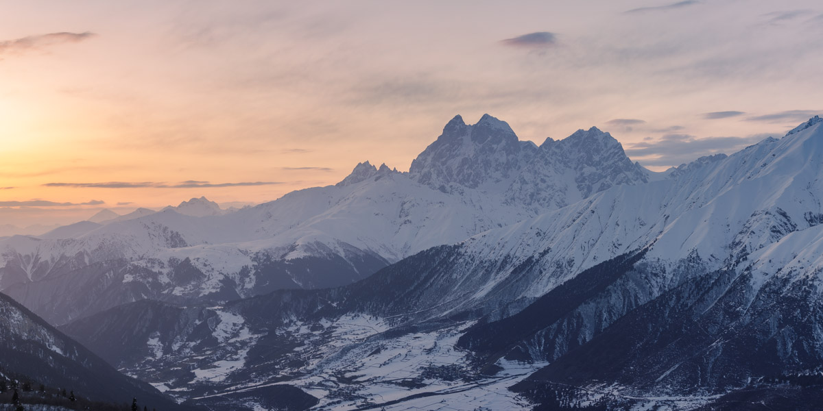 Sunset over Svaneti in Georgia