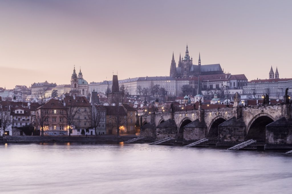 The Charles Bridge in the old city of Prague, Czech Republic.