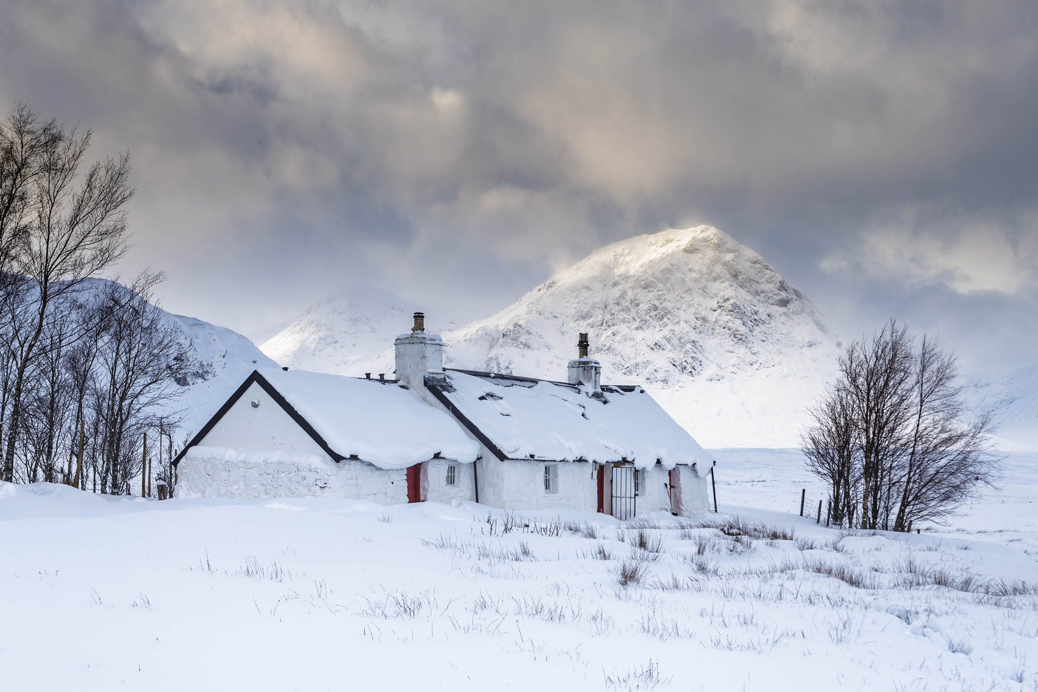 Black Rock Cottage in winter snow, Glencoe, Scotland - Glencoe photography tour and workshop.