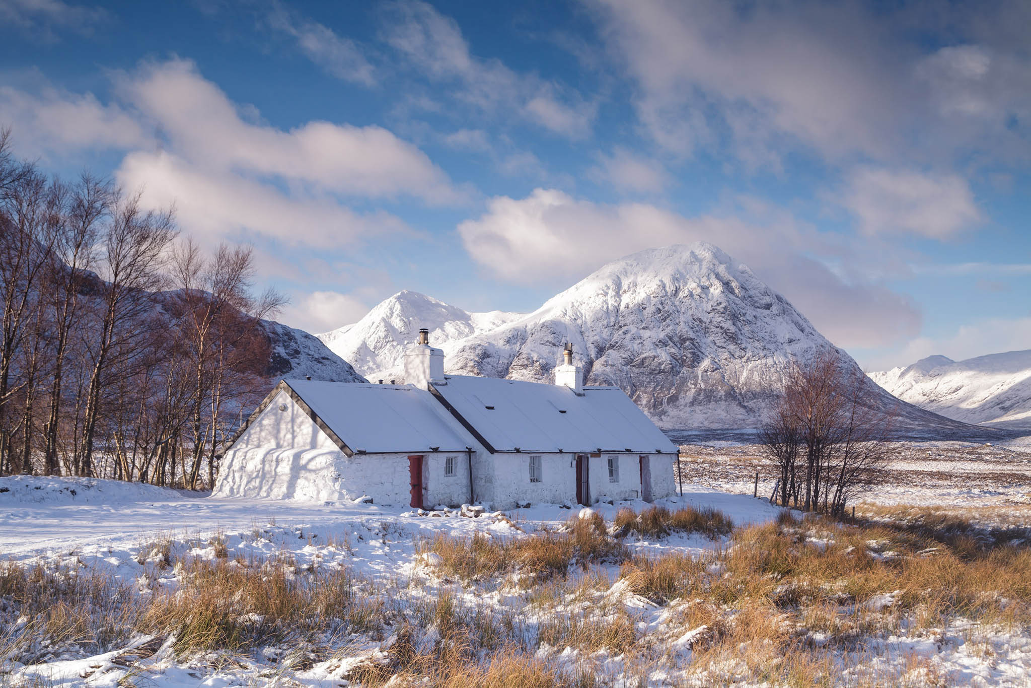 Black Rock Cottage in winter snow, Glencoe, Scotland - Glencoe photography tour and workshop.