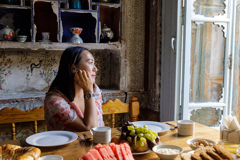 Morning breakfast, Bukhara, Uzbekistan.