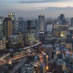 Panorama of the city of Osaka