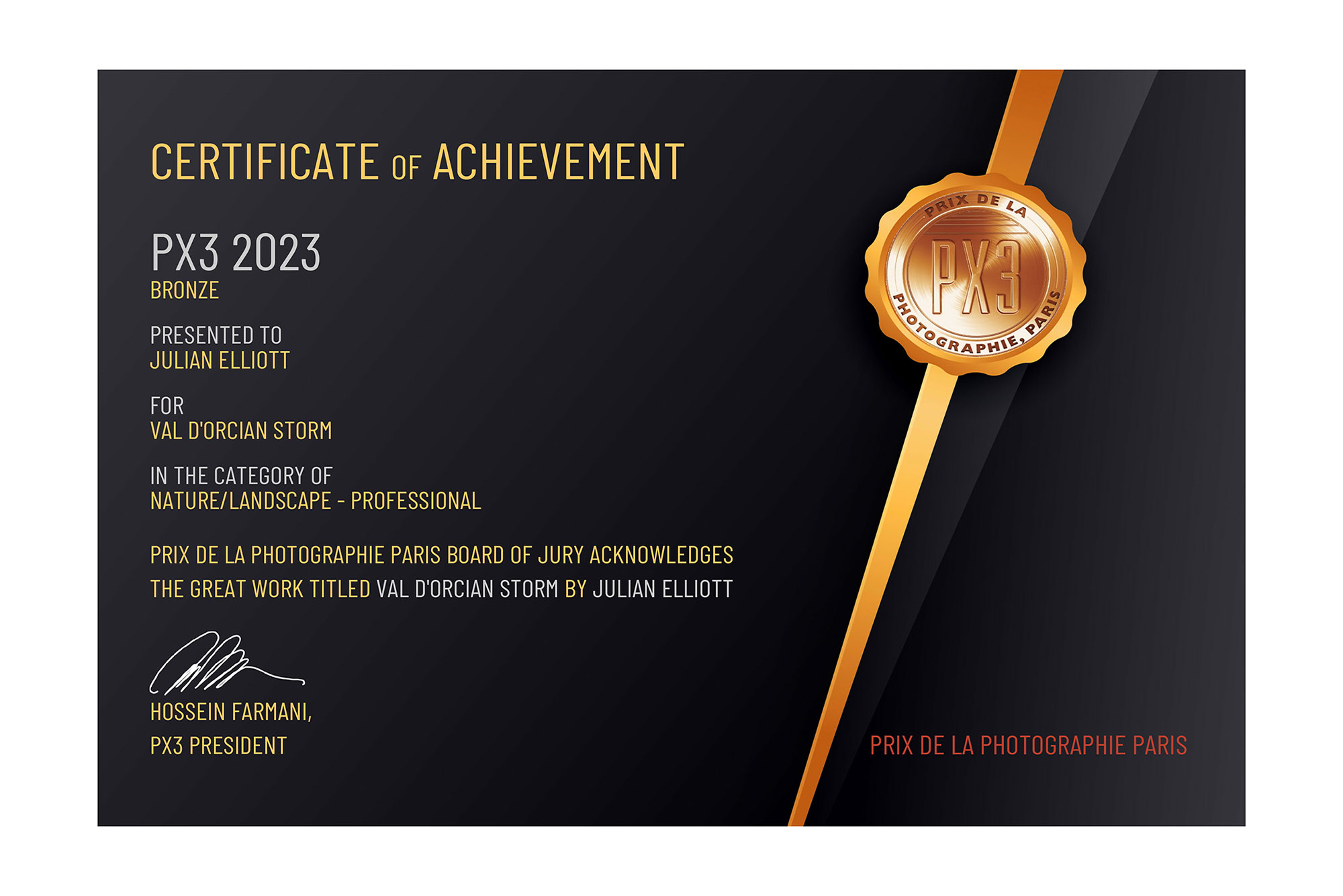 Prix de la photographie paris bronze certificate