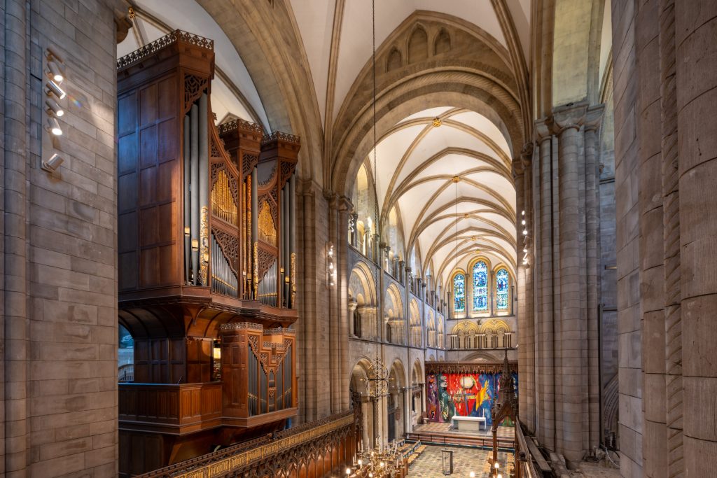Looking down the choir of Chichester cathedral in England, UK.