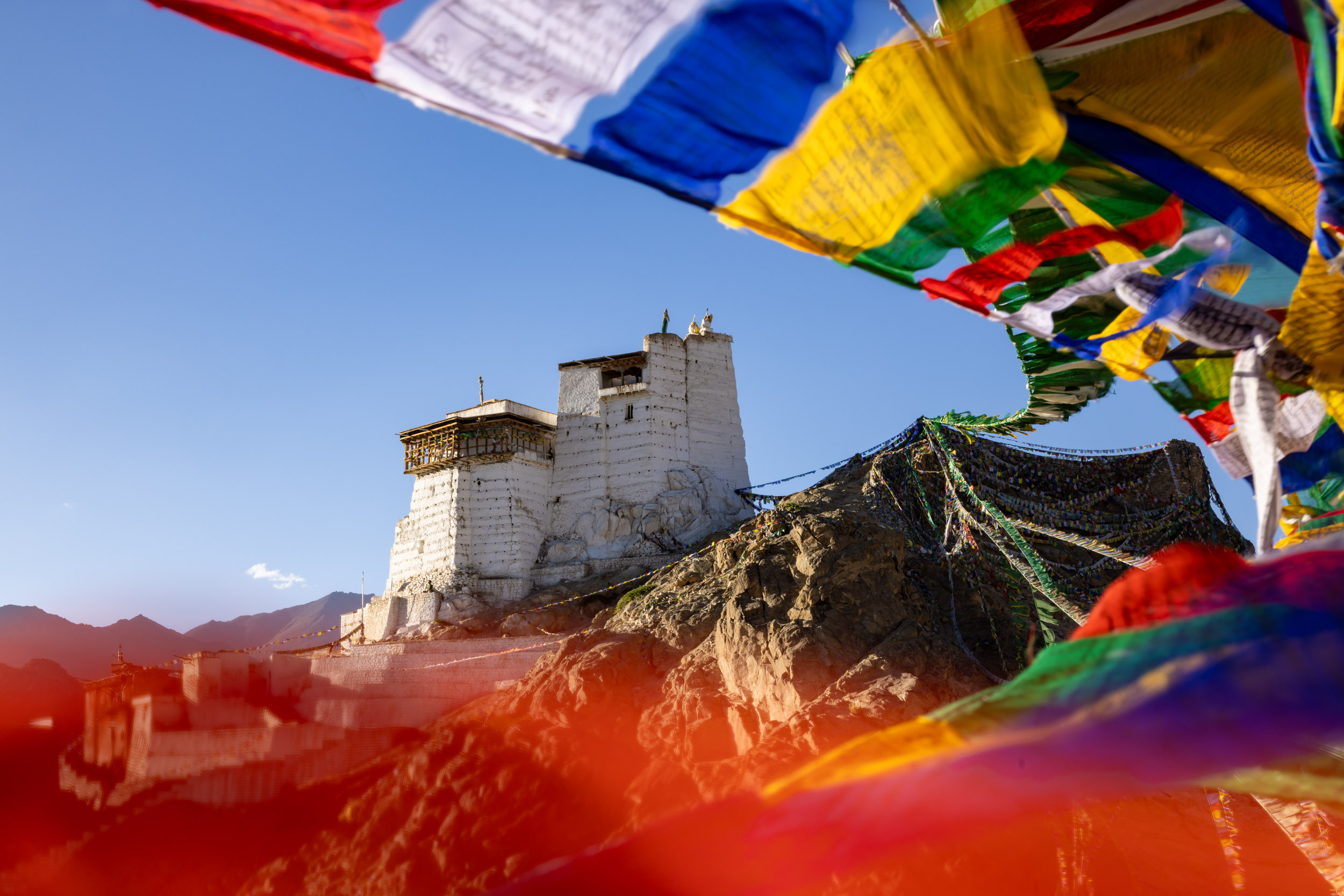 Buddhist prayer flags near to Sankar Monastery near to Leh. Taken during the Ladakh adventure photography tours and workshop.