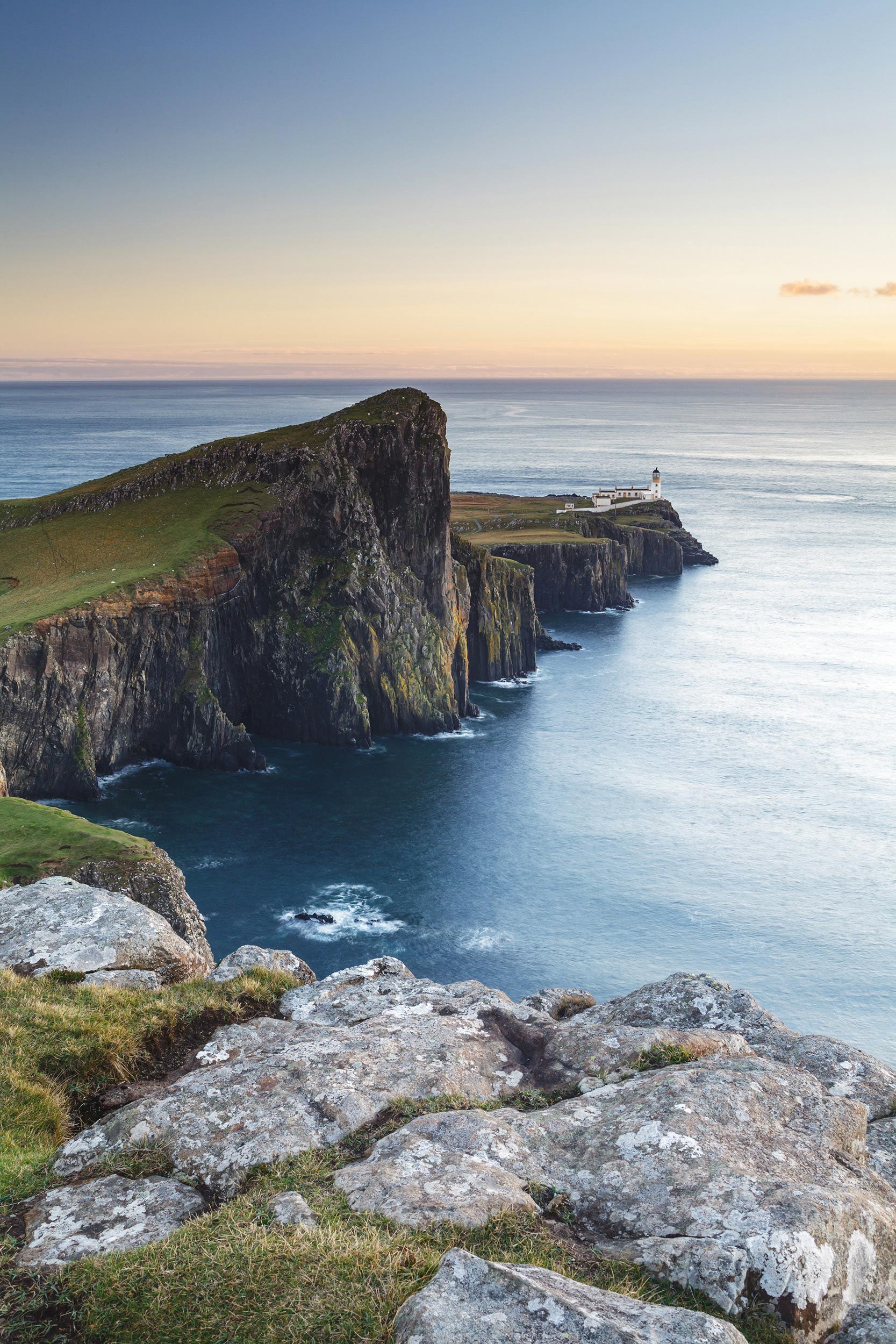 Sunset over Neist Point lighthouse. Taken on the Isle of Skye photography tour in January.