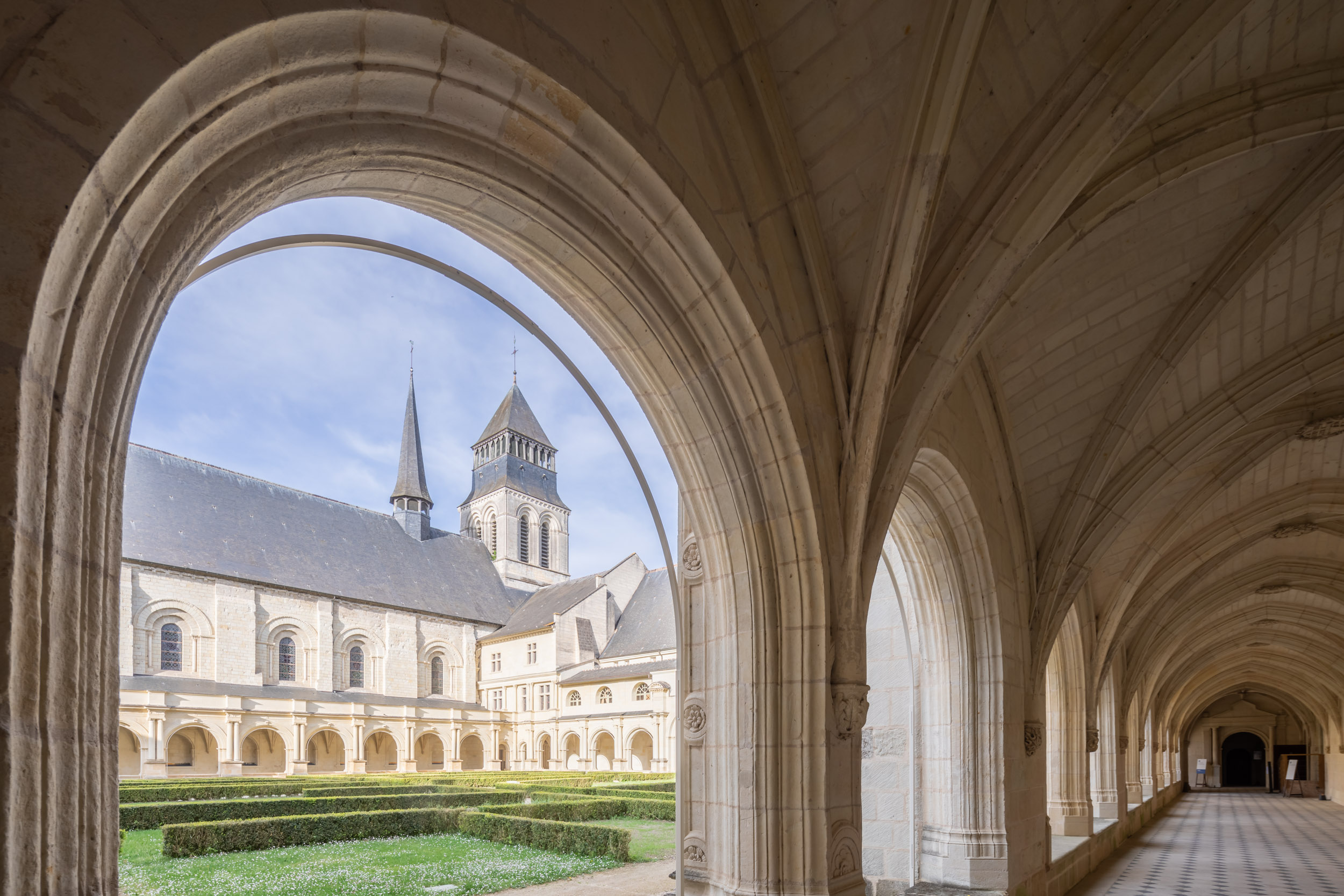 Inside the cloister of the Royal Abbey of Fontevrault in the Loire Valley of France. Taken during the Loire Valley photography tour.
