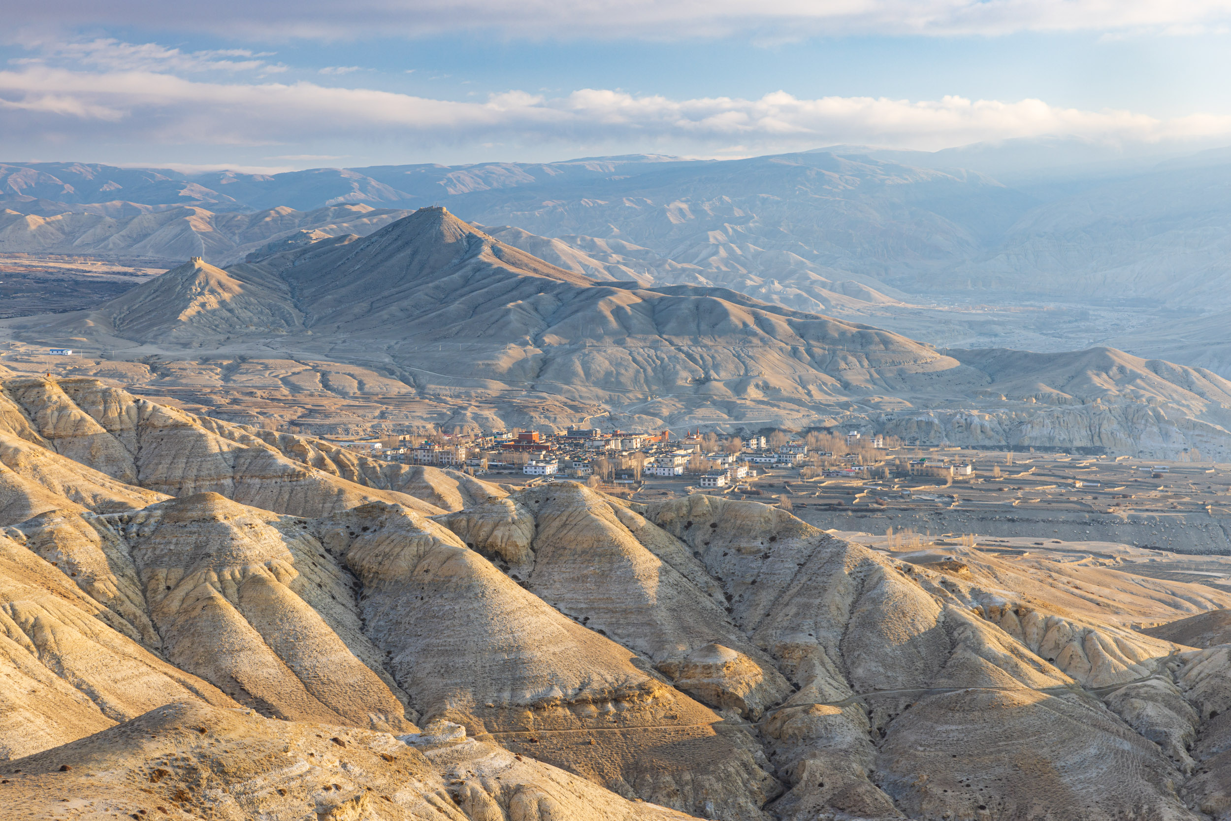 The wild and desolate landscape of Upper Mustang near to Lo Manthang. Taken during Nepal landscape photography tour and workshop.