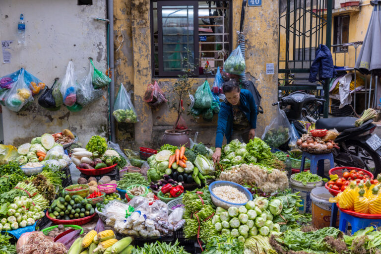 Vegetables on sale at a market in Hanoi. Taken during Vietnam photo tour workshop.