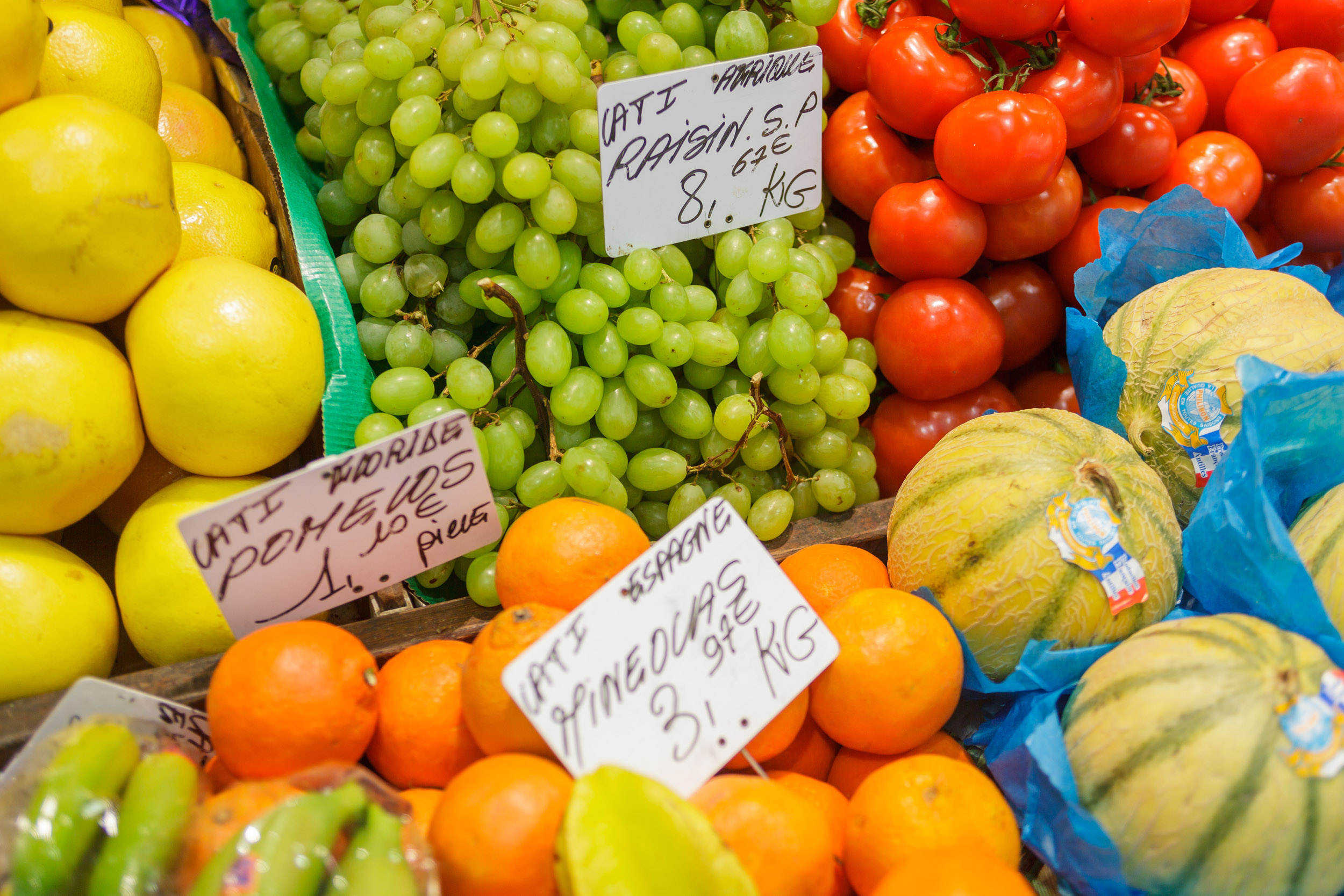 A colourful display of fruit on sale at a market. Taken on the Provence photography tour and workshop in July.