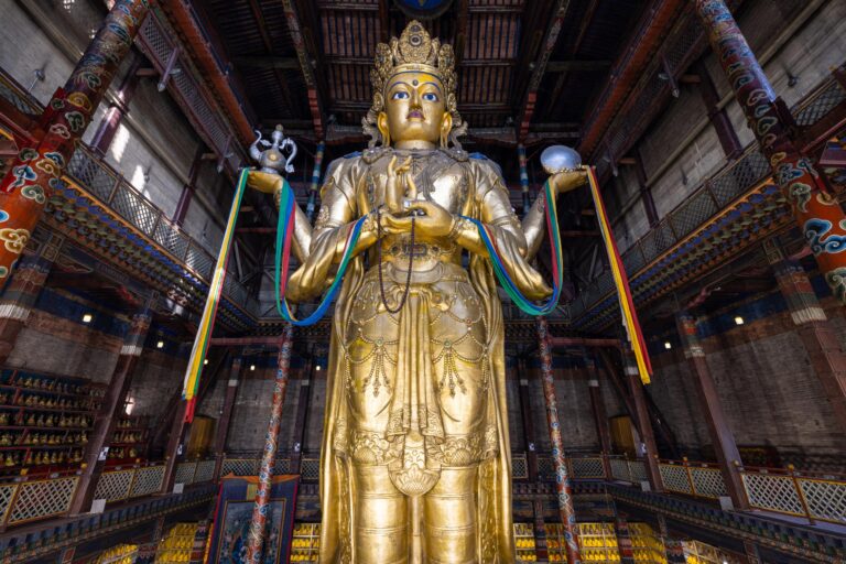 Buddha Statue in Gandantegchinlen Monastery. Taken on the Mongolia Photo Tour & Golden Eagle Festival.