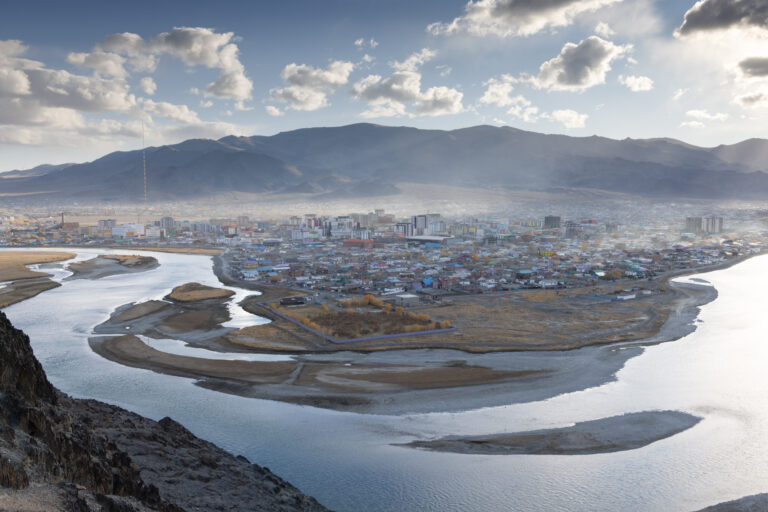 Looking over the town of Olgii in the province of Bayan-Olgii. Taken on the Mongolia Photo Tour & Golden Eagle Festival.