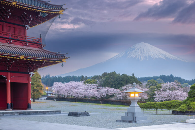 Sunrise near Fujinomiya backed by Mount Fuji. Taken on the Japan Cherry Blossom Photo Tour in April.