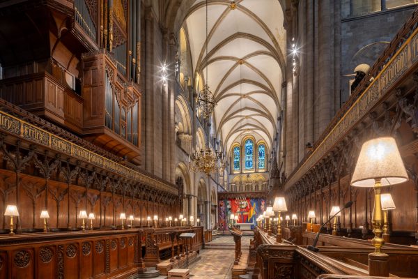 Looking down the choir of Chichester cathedral in England, UK. Print by Julian Elliott Photography
