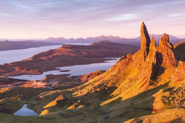 Panorama of the Old man of Storr on the Isle of Skye, Inner Hebrides, Scotland. Print by Julian Elliott Photography.